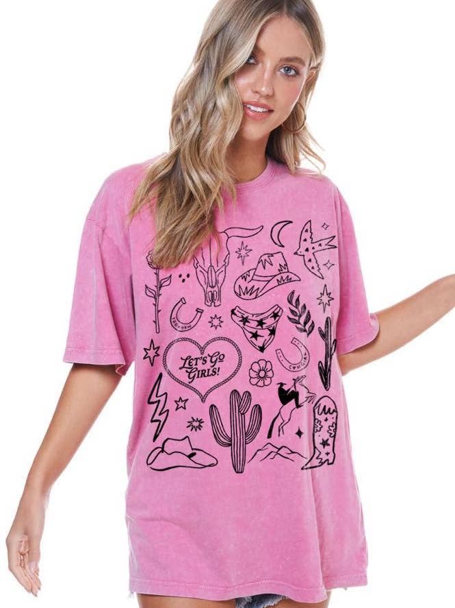Cowgirl Elements Graphic S/S Washed Boyfriend Tee for wholesale by Zutter