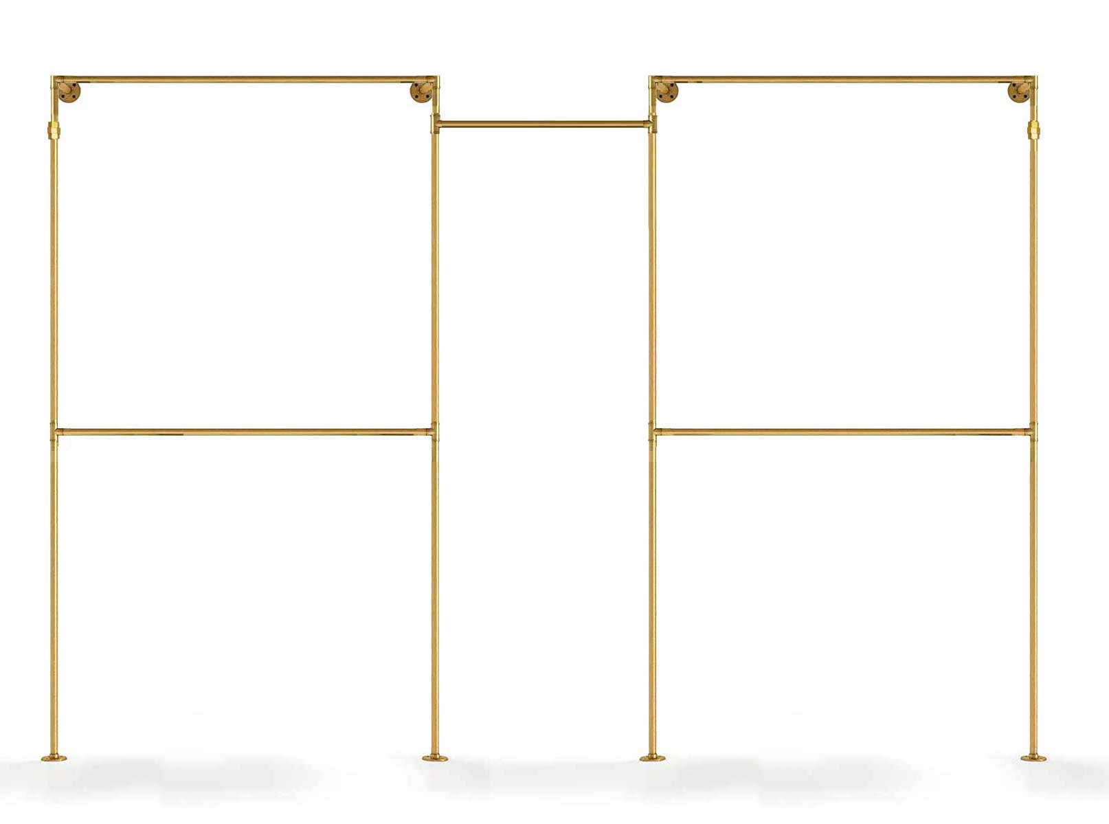 SERENITA - Venta al por mayor Percheros - Barra para ropa montada en pared estilo industrial en hierro maleable dorado naranja4