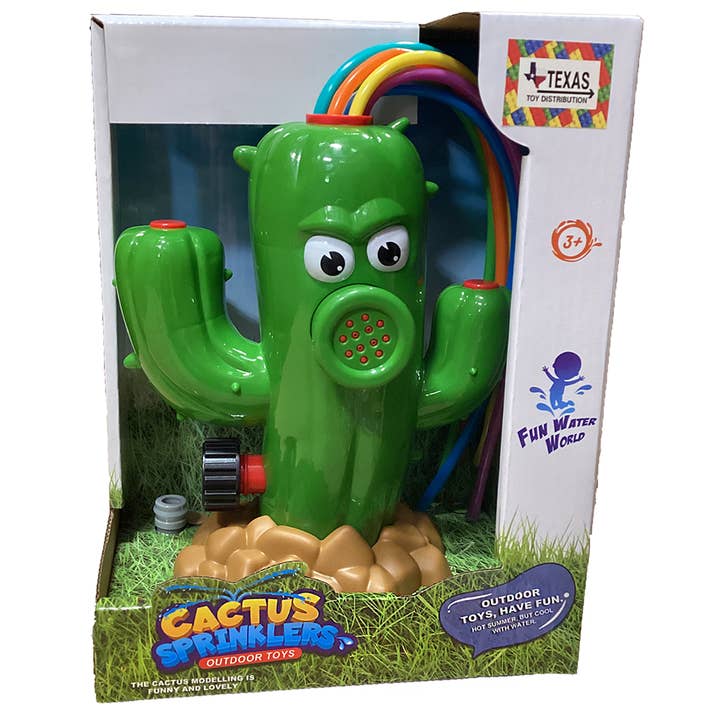 Cactus Water Sprinkler Outdoor Summer Toy with Color Tubes for wholesale by Texas Toy Distribution