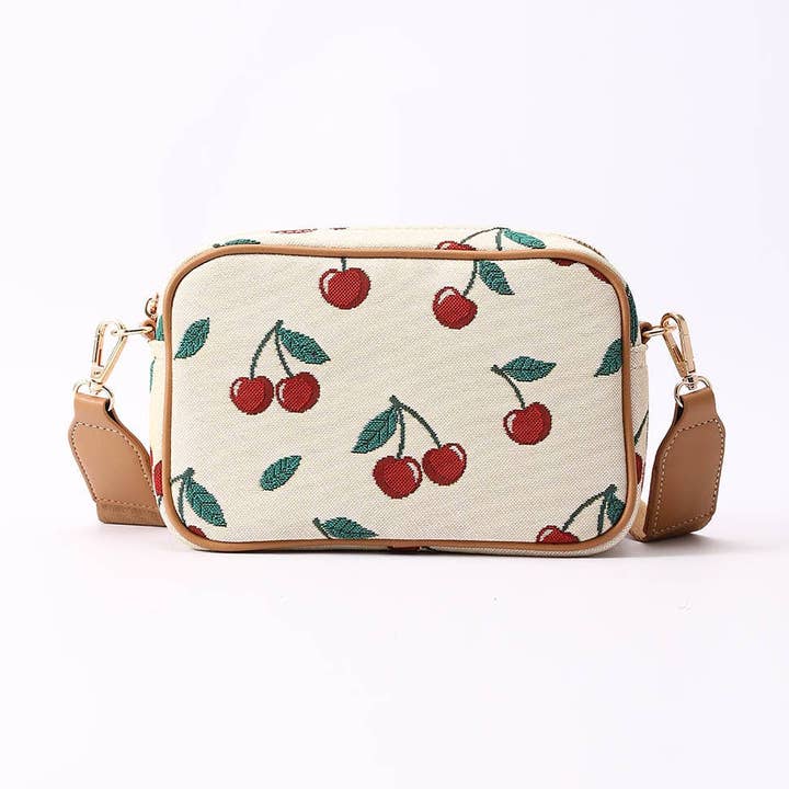 Cherry Camera Crossbody Bag in Cream Backdrop for wholesale by Signare London