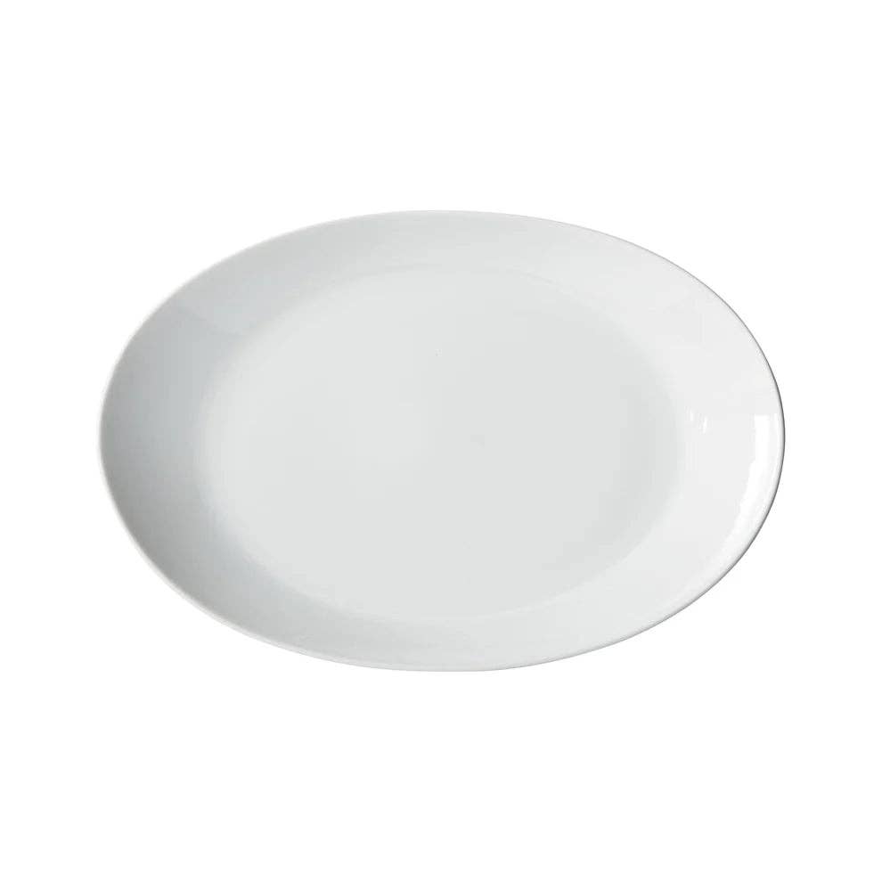 EcoQuality – wholesale Platter – OKP-105PL to OKP-95PL, 9.5"–13", White, Brechia Oval Coupe Porcelain Platters, Sold by Case4