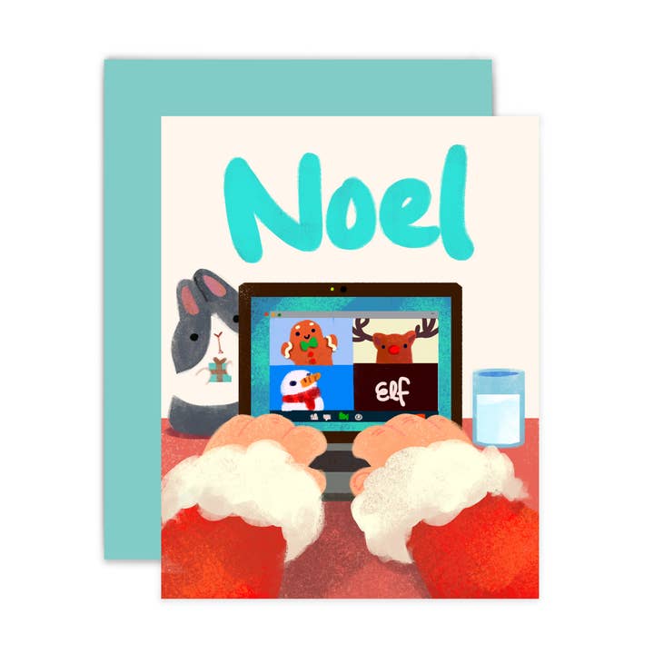 The Little Red House - Wholesale Christmas Card - Santa Video Conference Call Card0