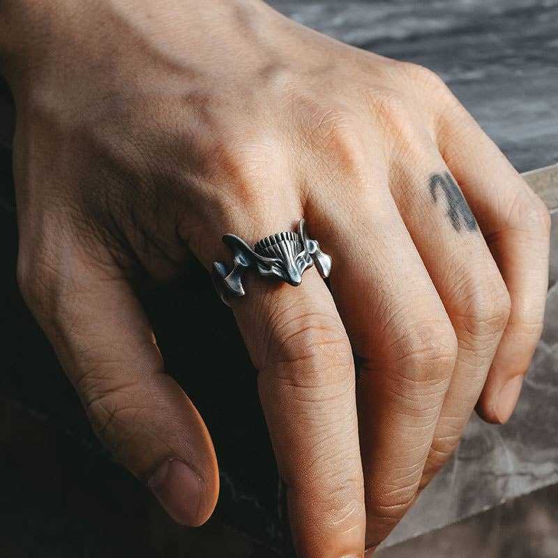 Tourtiwi - Wholesale Cocktail/Statement Ring - Gothic Skull Ghost Face Open Ring1