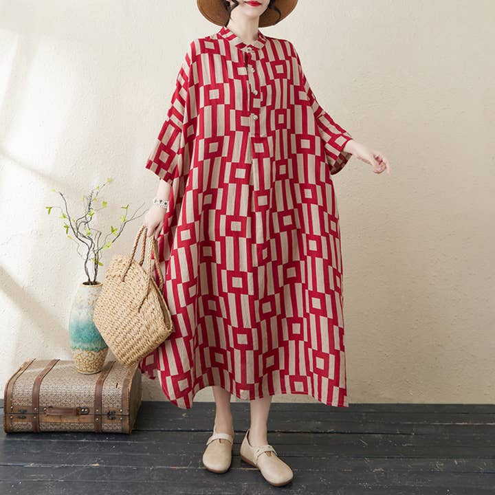 Whisper Mint - Wholesale Dress - Women's - Dress for Vacation| Elegant Loose Printed Dress| 3 pcs