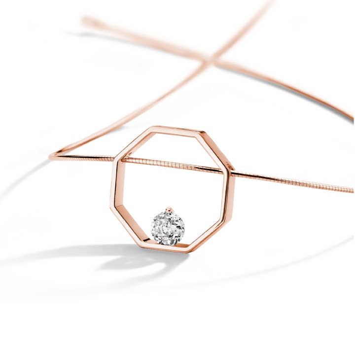 colar em ouro rosa/branco por atacado de FJF JEWELLERY