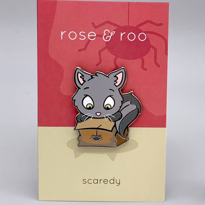 rose & roo - Wholesale Lapel Pin/Button - Scaredy Enamel Pin0