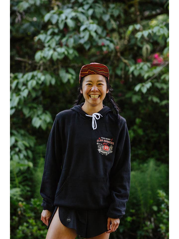 Vintage Black Slow Runners Club Hoodie Sweatshirt for wholesale on Faire14