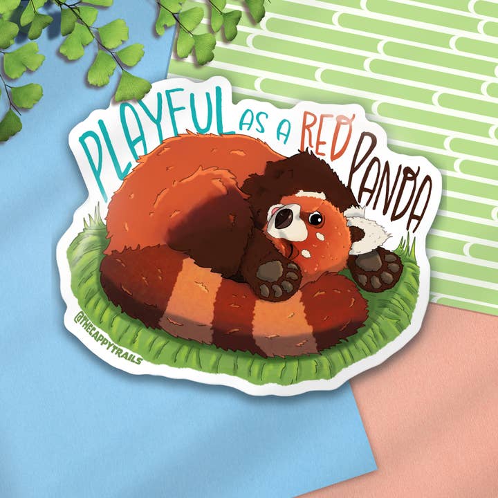 Verspielter roter Panda-Aufkleber für den Großhandel von Cappy Trails