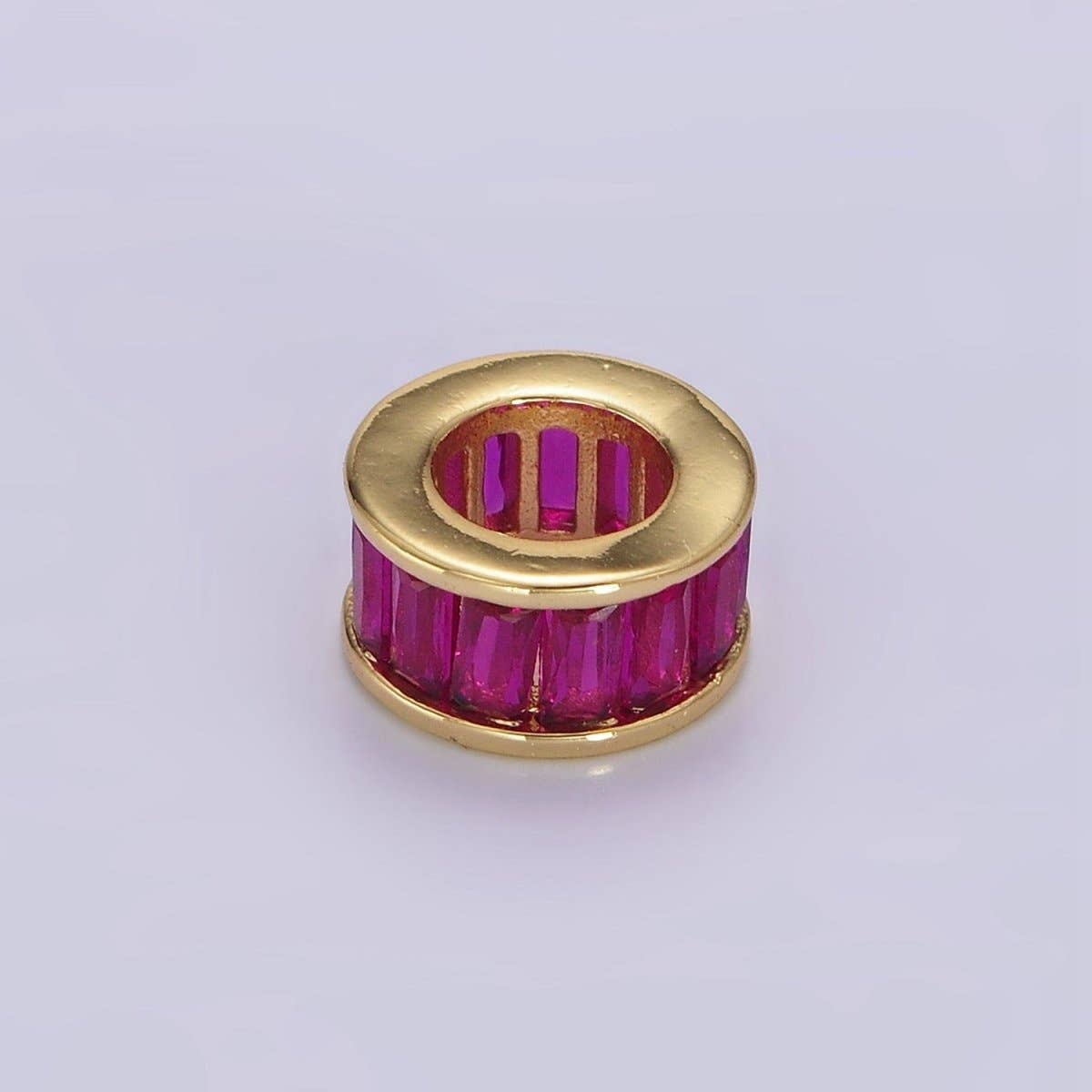 Aim Eternal - Vendita all'ingrosso Ciondolo/pendente - Charm distanziatore con pietra natale in oro riempito 14K CZ Baguette Rondell per collana braccialetto | B861 - B8727