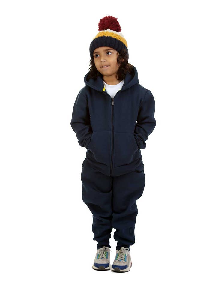 Navy Blau Trendy Toggs Trainingsanzug aus Fleece mit Reißverschluss für Kinder, für den Großhandel auf Faire2