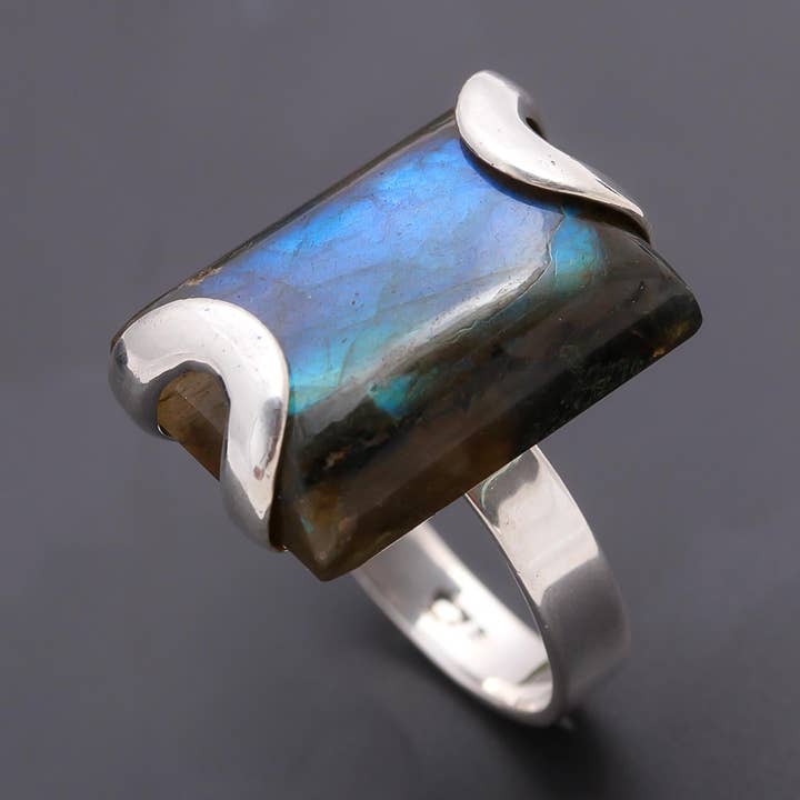 Bague en argent 925 avec labradorite pour la vente par AG 925 JEWELLERY