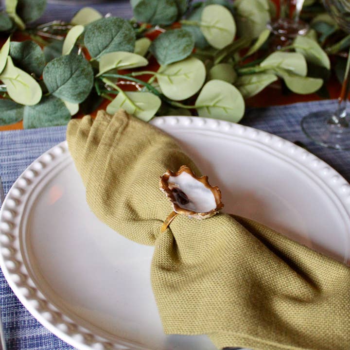 Coastal Collective Co. - Wholesale Napkin Ring - oyster shell gold napkin ring 0