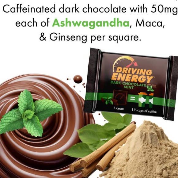 ZenEvo Chocolate - Wholesale Chocolate Bar - Driving Energy Mint - 50 Count Box - Caffeinated chocolate