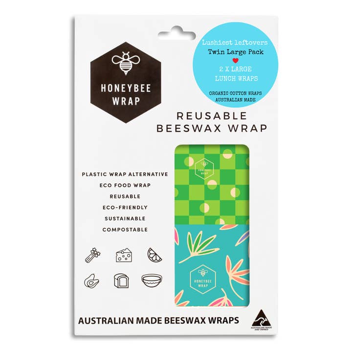 WH Twin Pack of Large Wraps for wholesale by Honeybee Wrap