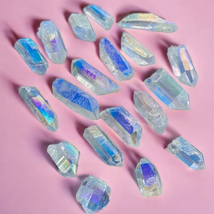Tumbledshop – Pedra/cristal espiritual por atacado – Anjo Aura Pontos Cristal Quartzo, Arco-íris Aura Cristal