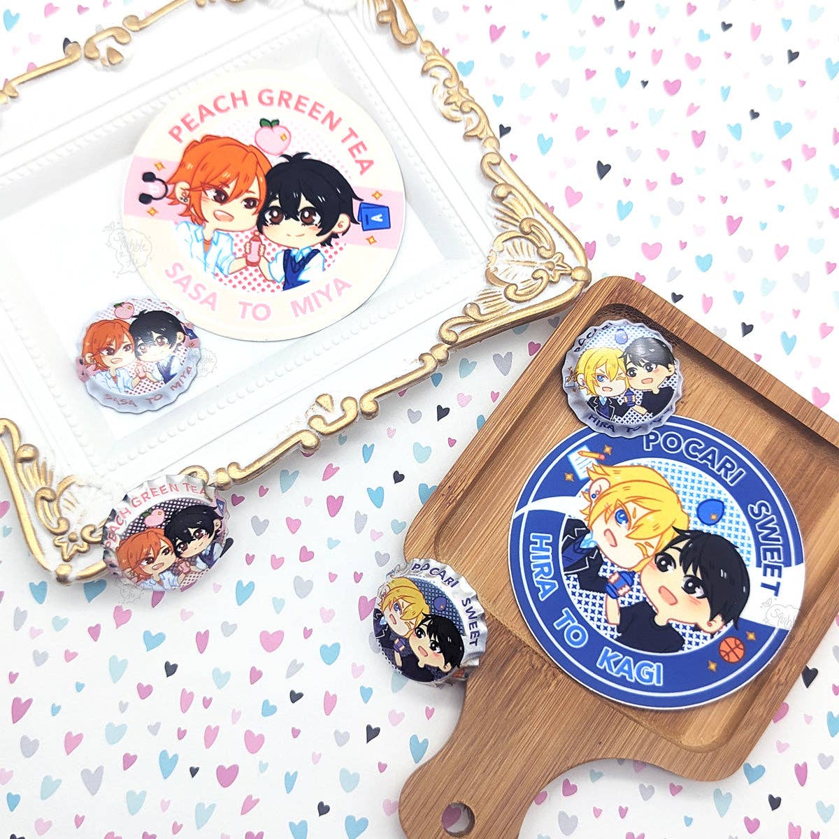 squibblefu - Wholesale Lapel Pin/Button - Pocari Sweet | Hirano to Kagiura | Bottle Cap Pin-back Button3