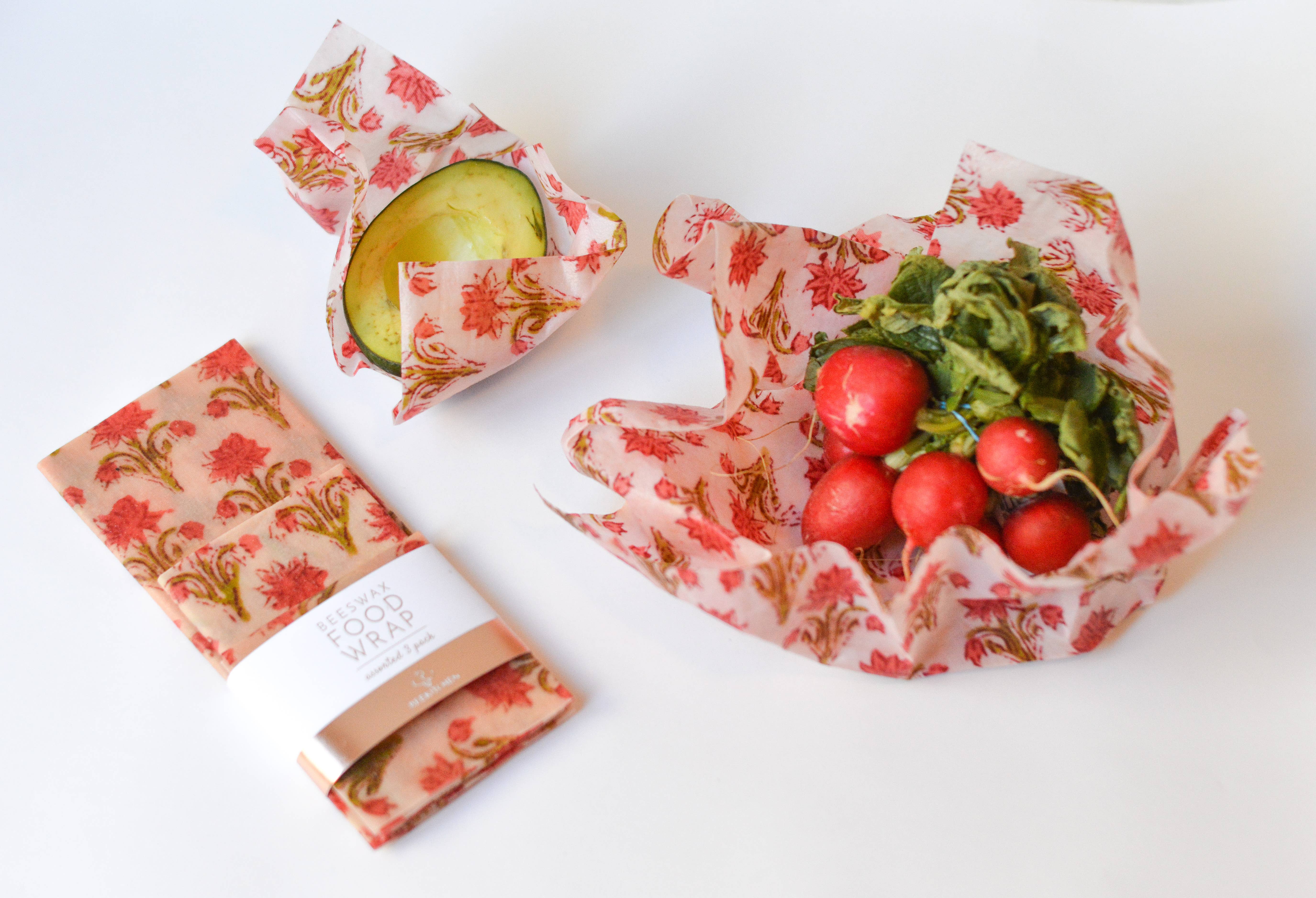 Bee Kitchen - Wholesale Food Storage Wrap/Bag - (3 Pack) Beeswax Food Wrap Red1