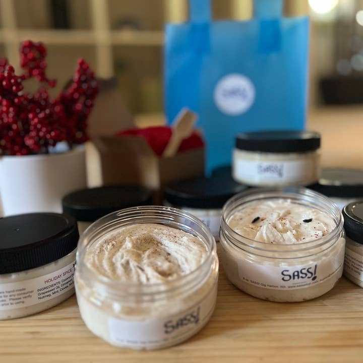 SASS! - Wholesale Body Scrub/Exfoliant - SASS! Vanilla and Holiday Spice hand/face/body scrub