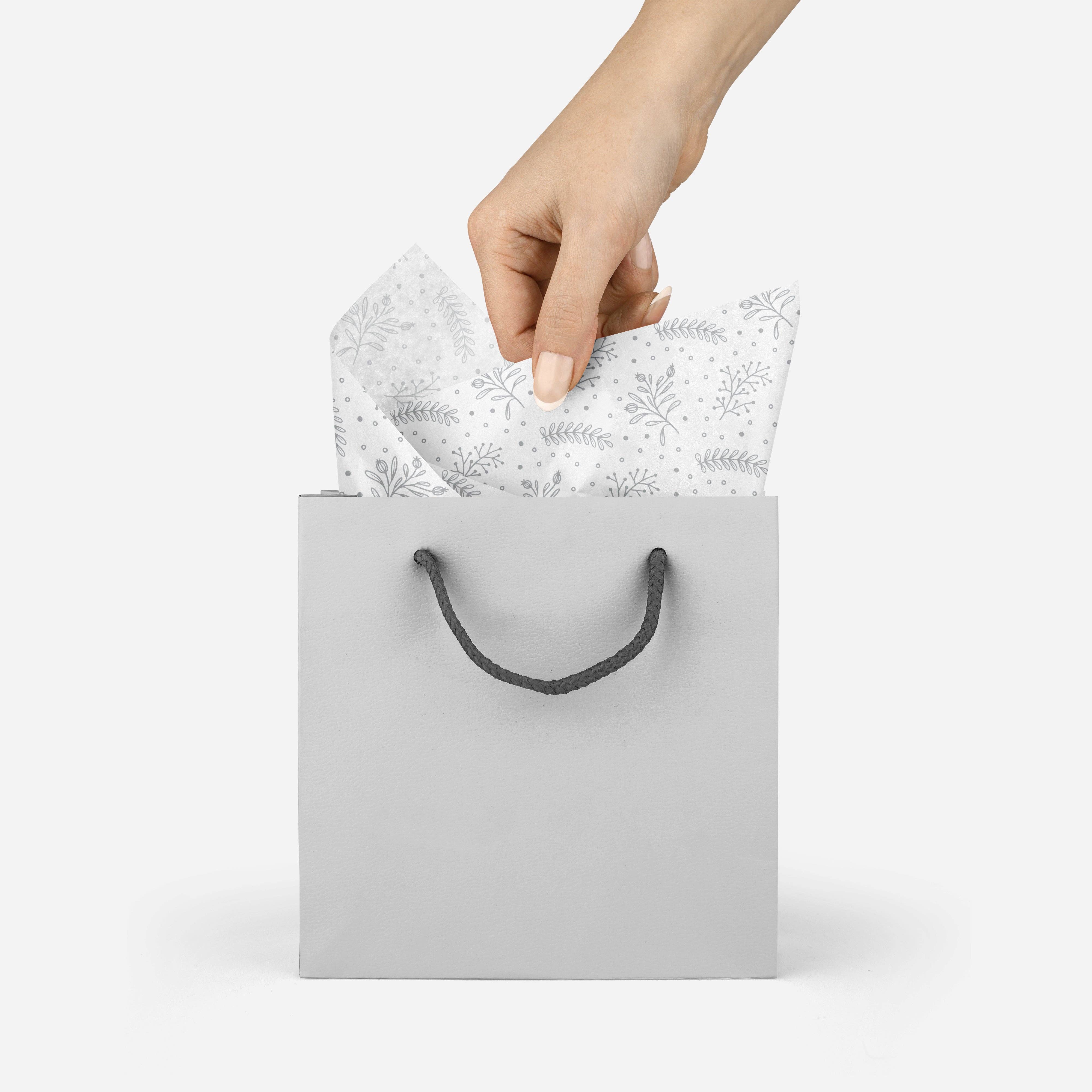 Papergem - Wholesale Tissue Paper - "Silvery Winter Florals" Tissue Paper3