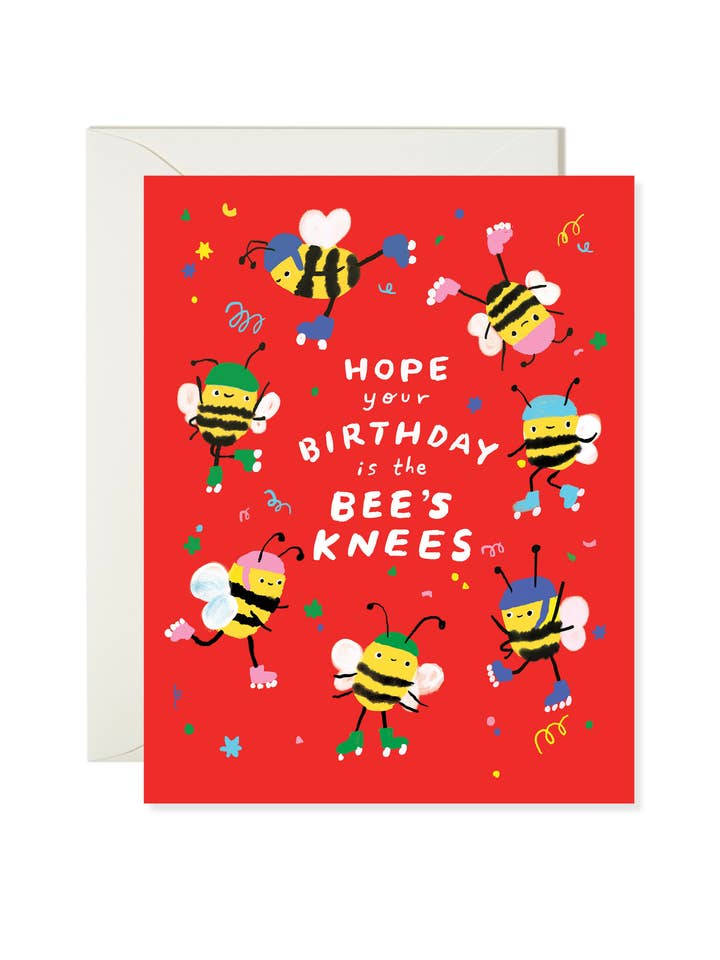 Bee's Knees Birthday Card - Bee Pun Birthday Card for wholesale by Karen Schipper