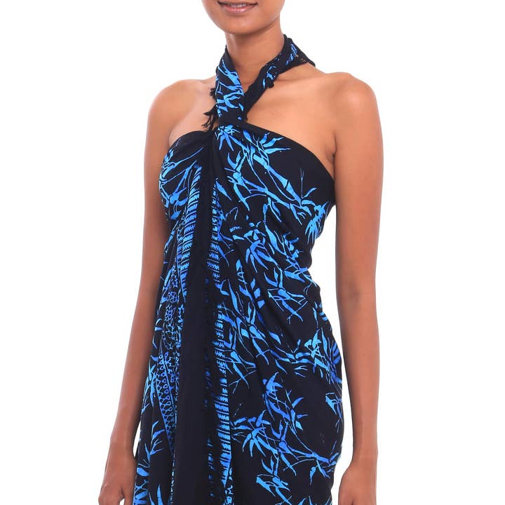 Leafy Memories Batik Rayon Sarong for wholesale by NOVICA