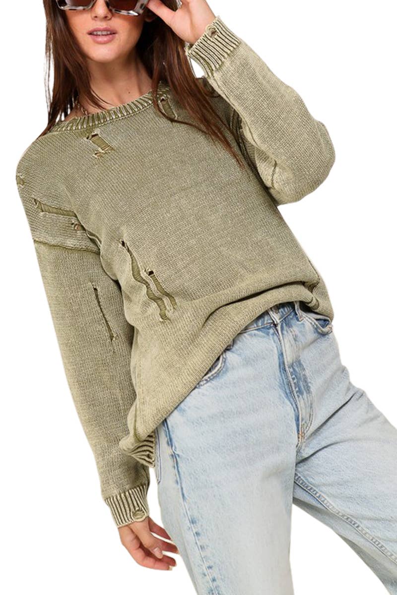 Distressed sweater wholesale sale