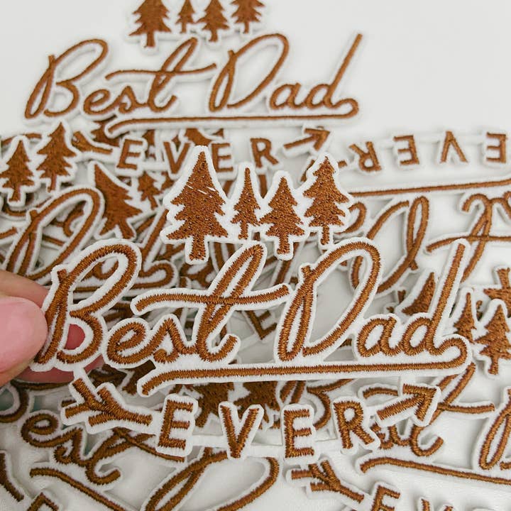 3" Best Dad Ever in Brown - Embroidered Hat Patch for wholesale by TEELUX