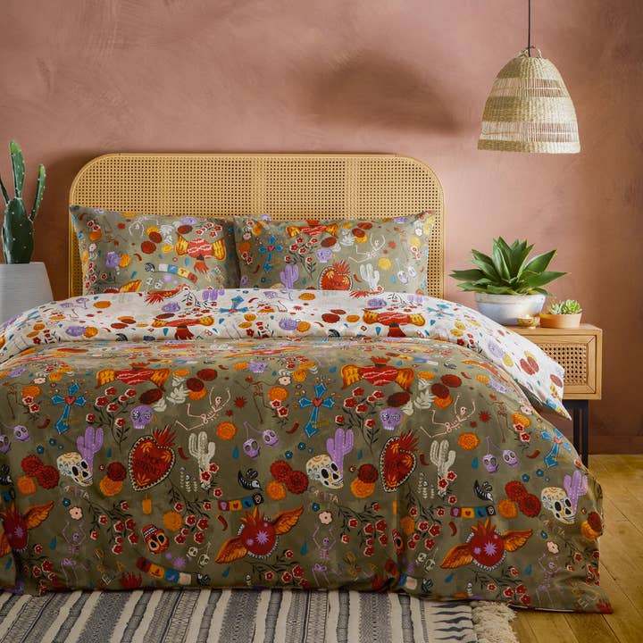 La Vida Festive Reversible Duvet Cover Set Multicoloured for wholesale on Faire3