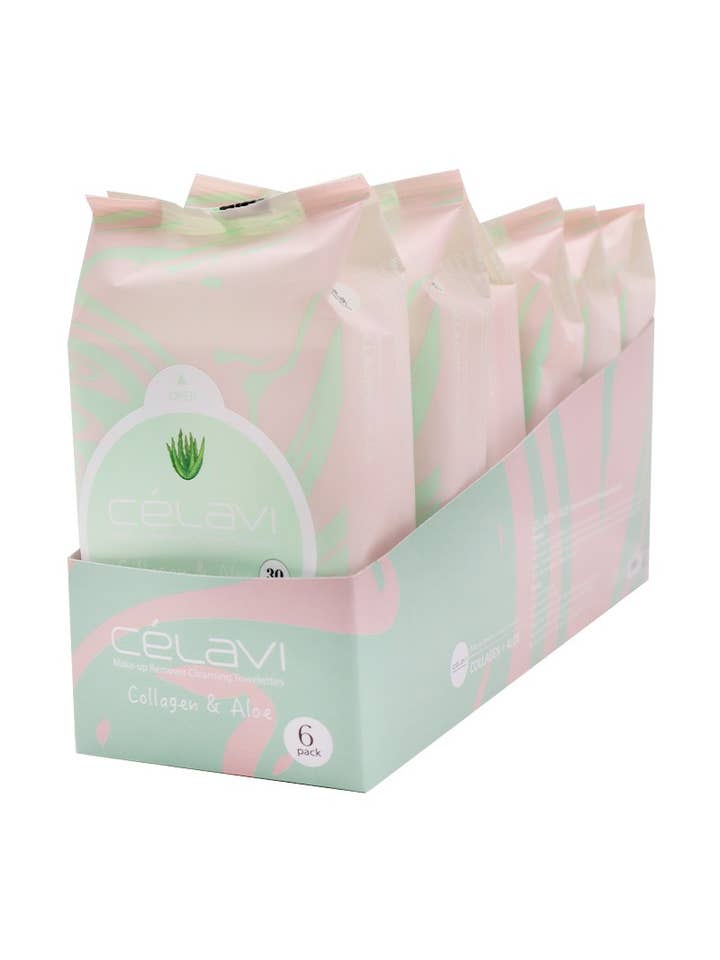 Celavi MT023 Collagen & Aloe Make-up Cleansing Towelette - 6 for wholesale by PINEAPPLE Beauty