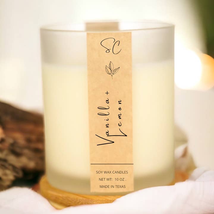 Vanilla & Lemon Soy Candle, Luxury Large Candle 14 fl oz for wholesale by Sweet Caramel Shop