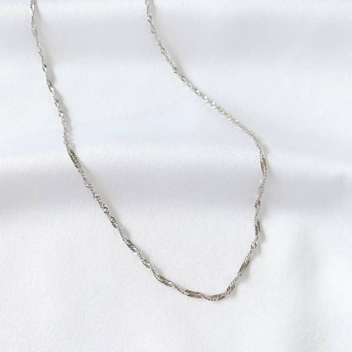Sterling Silver Twist Chain Necklace for wholesale by Wanderlust + Co