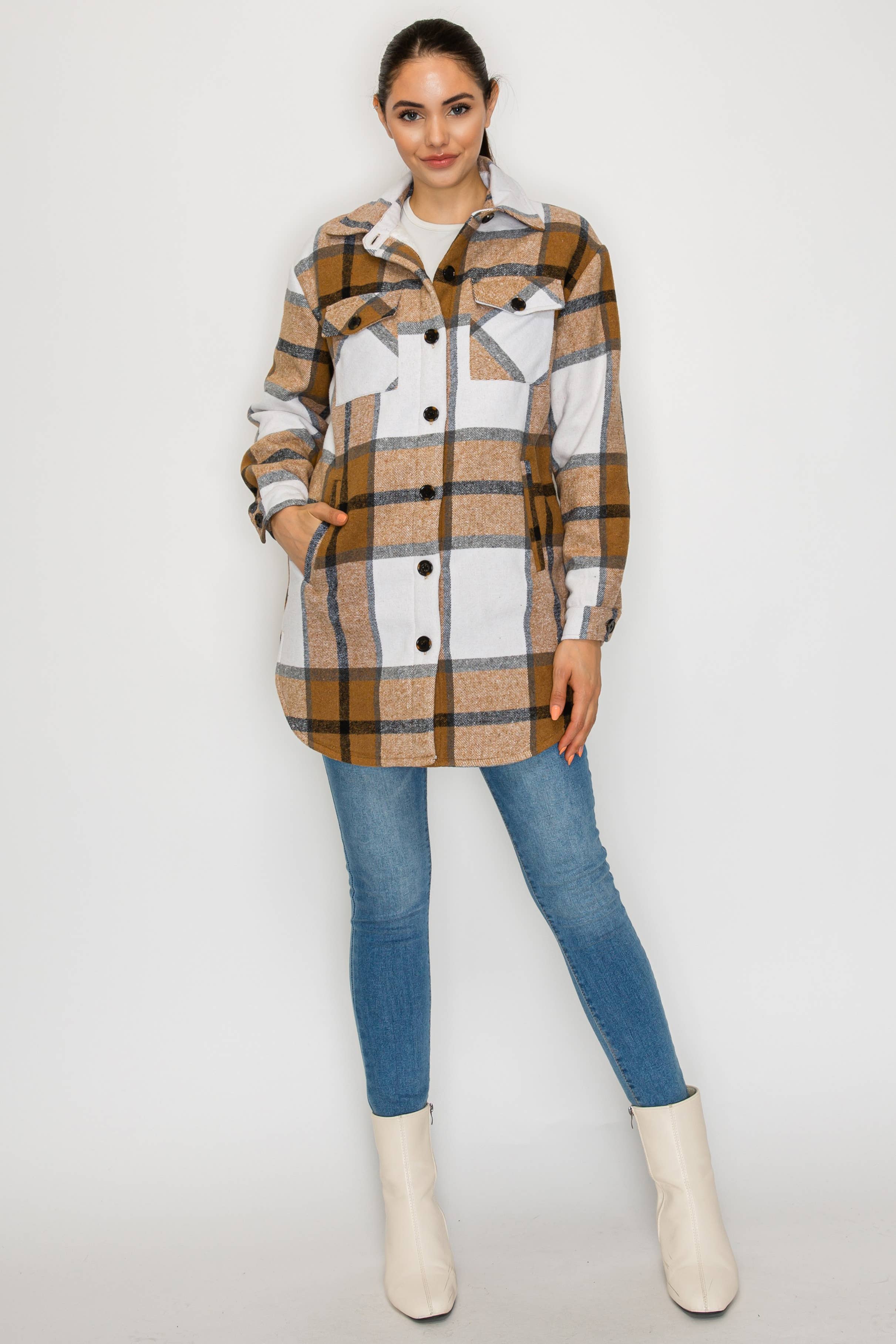 PATRONCITO USA INTERNATIONAL, INC - Wholesale Shirt Jacket/Shacket - Women's - Women Plaid Long Button Shirts Jackets (Shakets) LJ450-20259