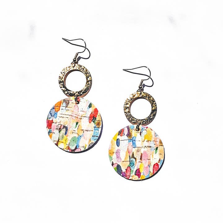 Spoon & Theory Handmade – wholesale Dangle earrings – Riley Fusion Cork Leather Trendy Earrings | Handmade1
