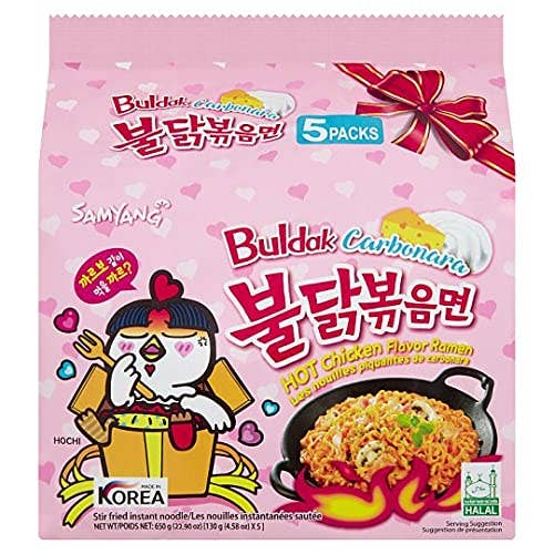 Pops Distro Inc – Ramen por atacado – Ramen Samyang Buldak Carbonara Hot Chicken (130 g) Pacote com 5 unidades0