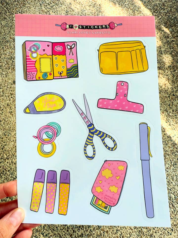 All the Journaling Things (A5 Sticker Sheet) for wholesale by Clari Loves Cafecito