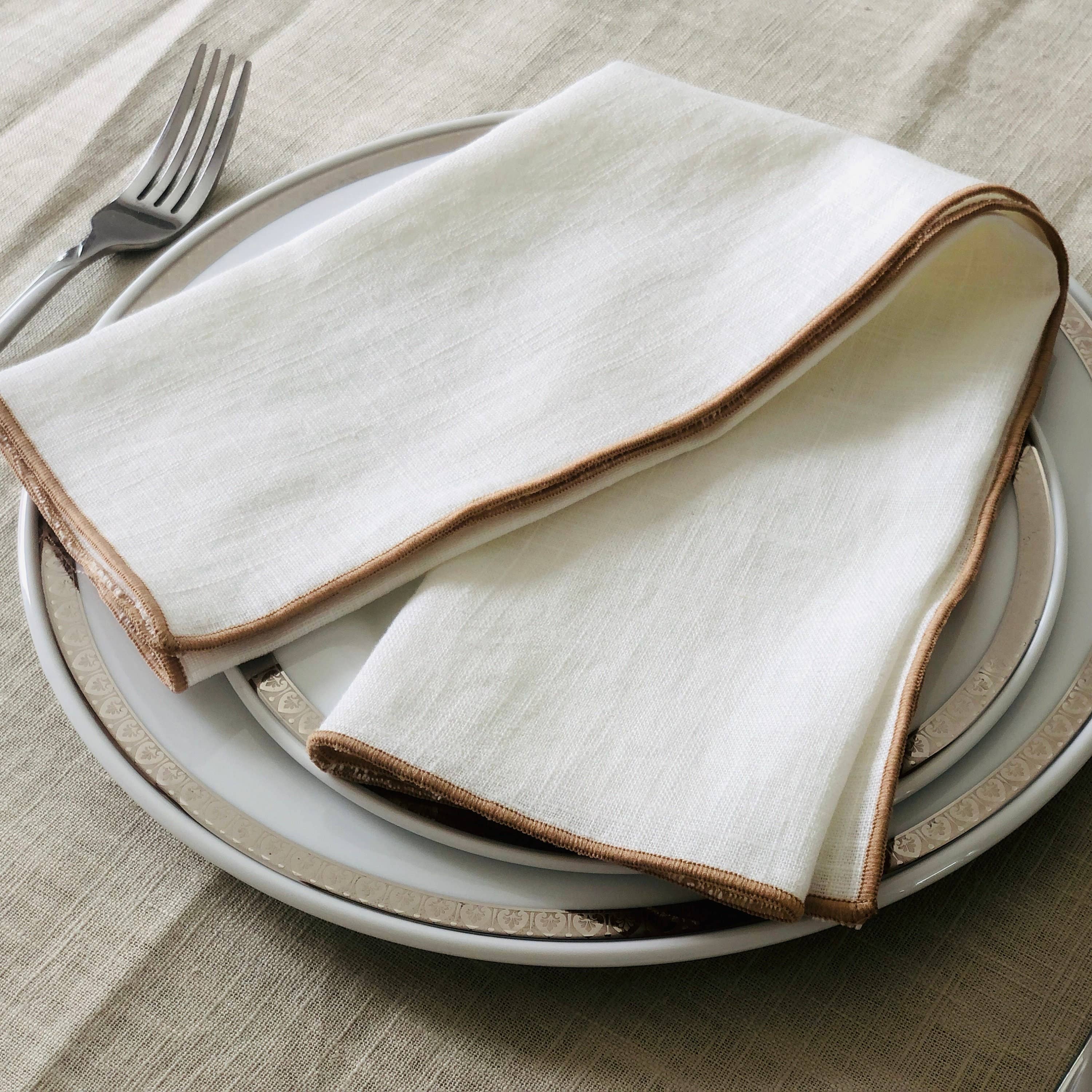 Belle Linen - Wholesale Dinner & Cloth Napkin - Blank Ivory Linen Napkins for Embroidery and Table Decor3