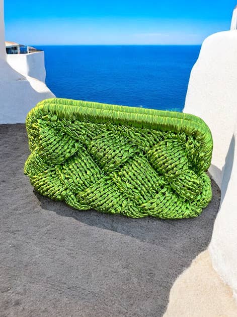 AMALTHEIA metallic groene gehaakte clutch tas voor wholesale door SIBYLLADELPHICA