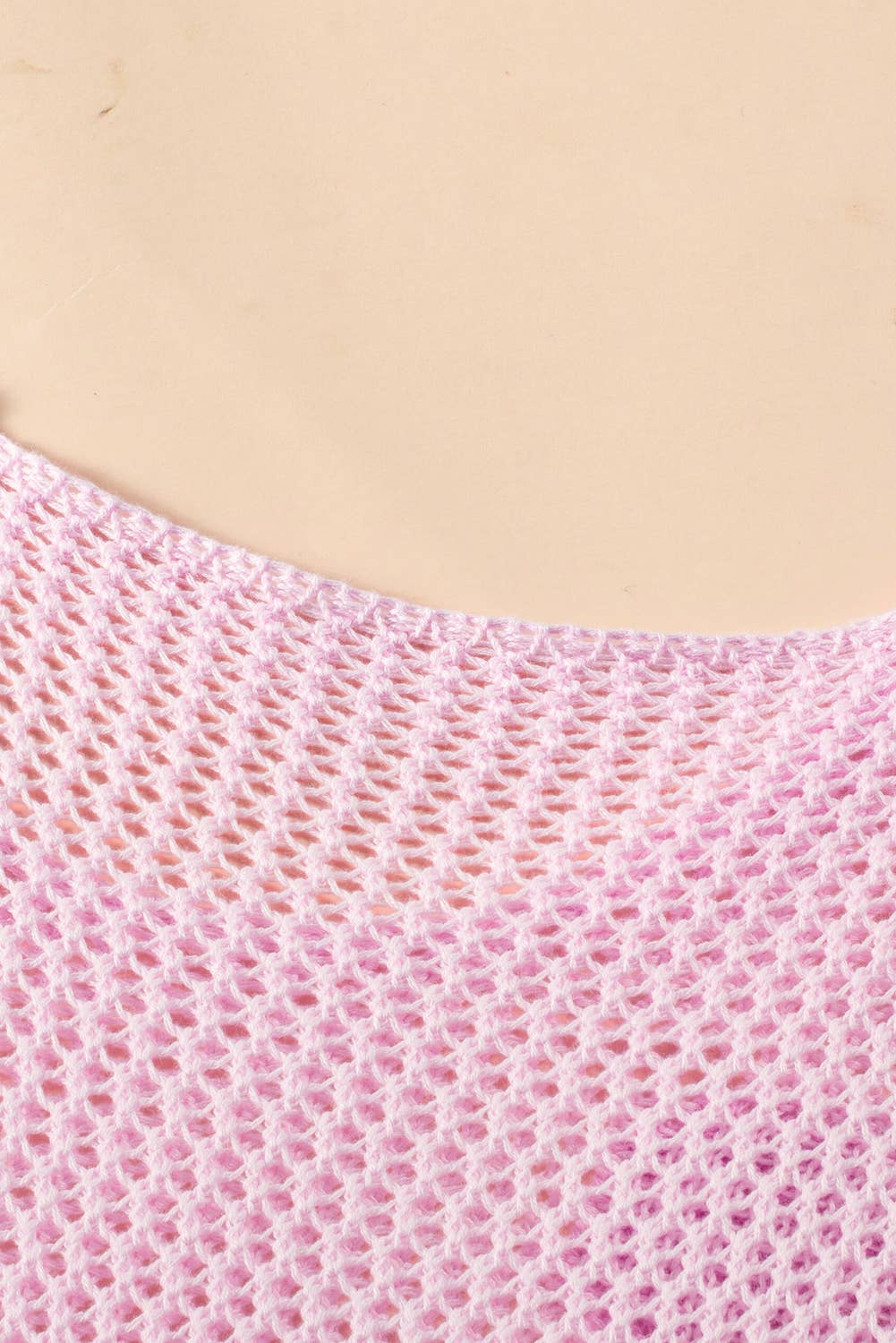 Light Pink Big Flower Hollowed Knit Drop Shoulder Sweater for wholesale on Faire5