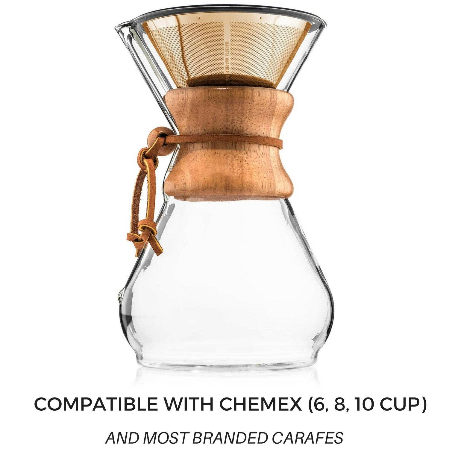 Barista Warrior - Wholesale Pour Over & Dripper - Reusable Pour Over Filter for Chemex and Hario V60 (Gold)3