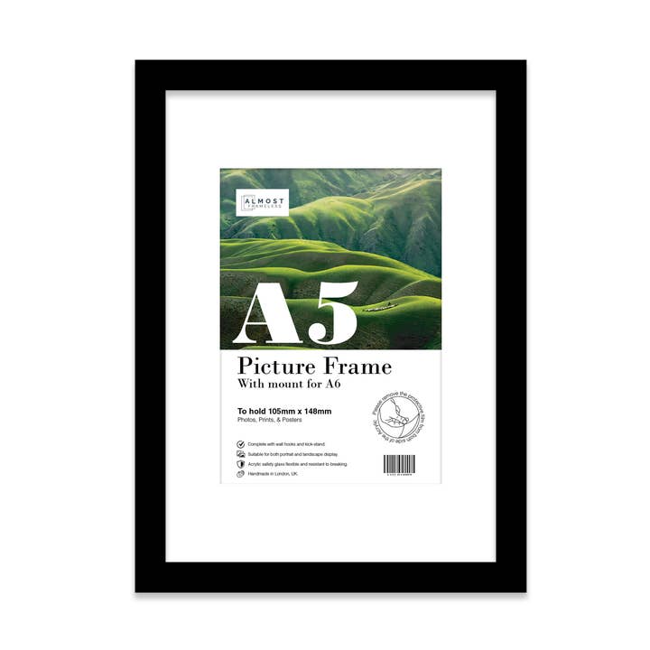 Black A5 Picture Frame With mount for A6 for wholesale by WholesaleFrames.co.uk
