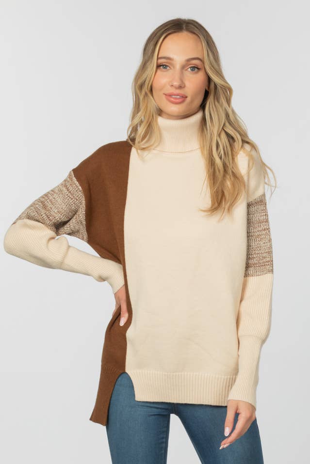 ePretty – Großhandel Strickpullover – Damen – EP-SW361 Strick-Rollkragenpullover mit Farbblock11