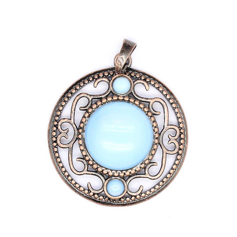 Mio Queena - Wholesale Individual Charm/Pendant - Vintage Natural Stone Hollow Circular Charm  Pendant - CS18