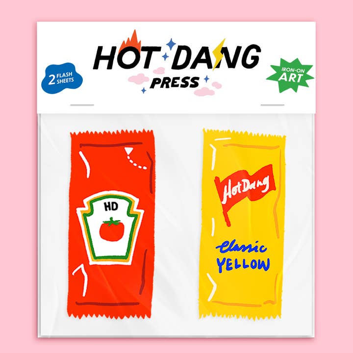 Hot Dang Press - Wholesale DIY Craft Kit - Ketchup and Mustard Buddies Iron-On