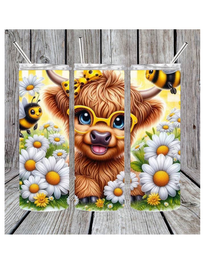 Daisy cow tumbler for wholesale by Eclectic Wallflower Boutique
