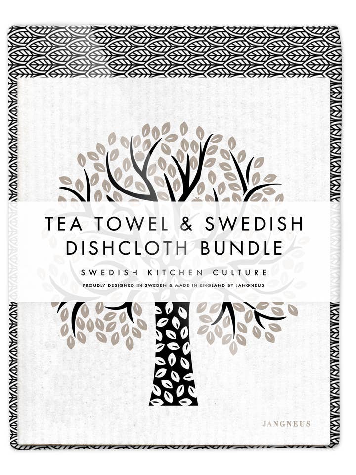Swedish Dishcloth & Tea Towel Bundle - Tree - Black for wholesale by Jangneus
