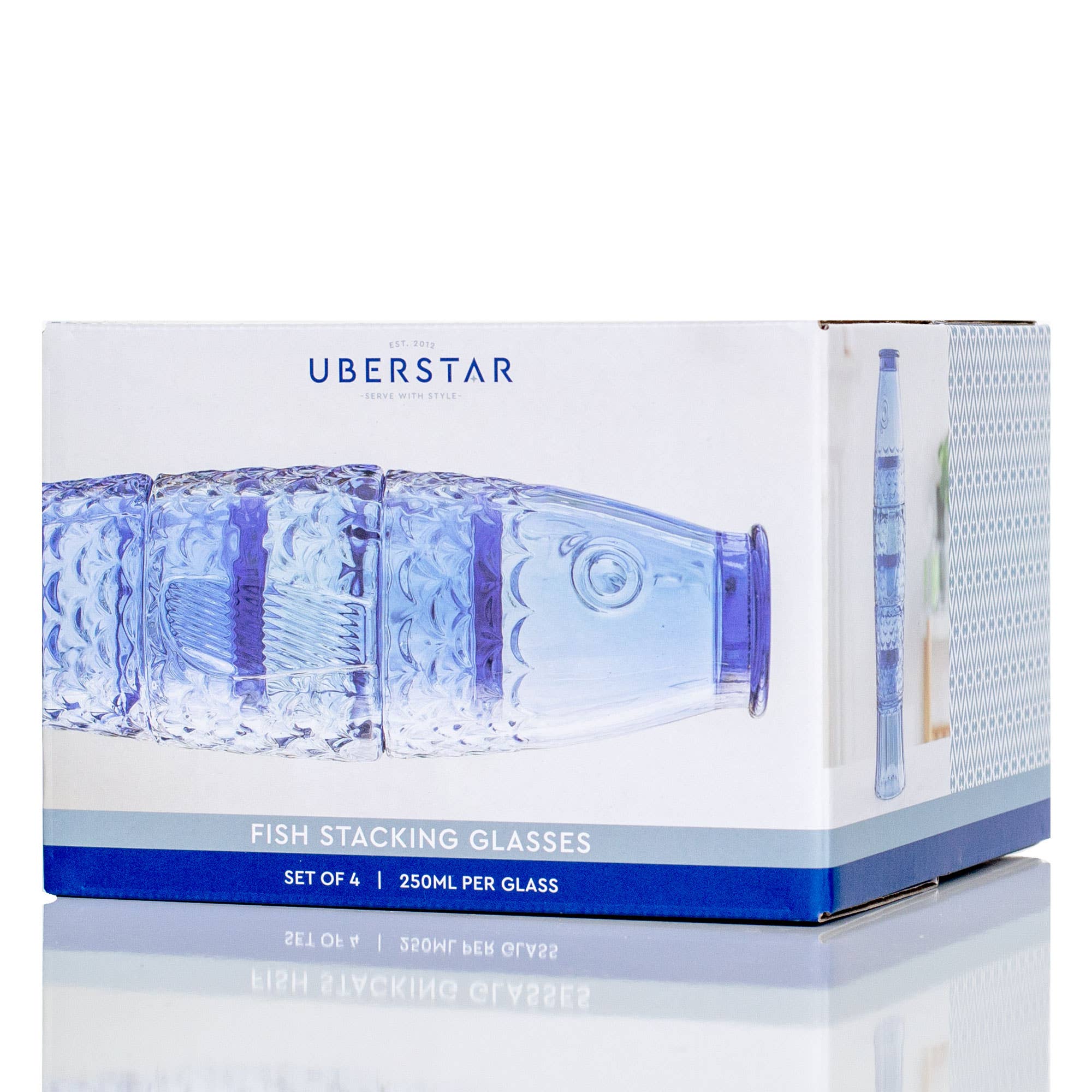 UBERSTAR - Vente Verre/tasse - Verres empilables à poisson - Lot de 4 - Bleu3
