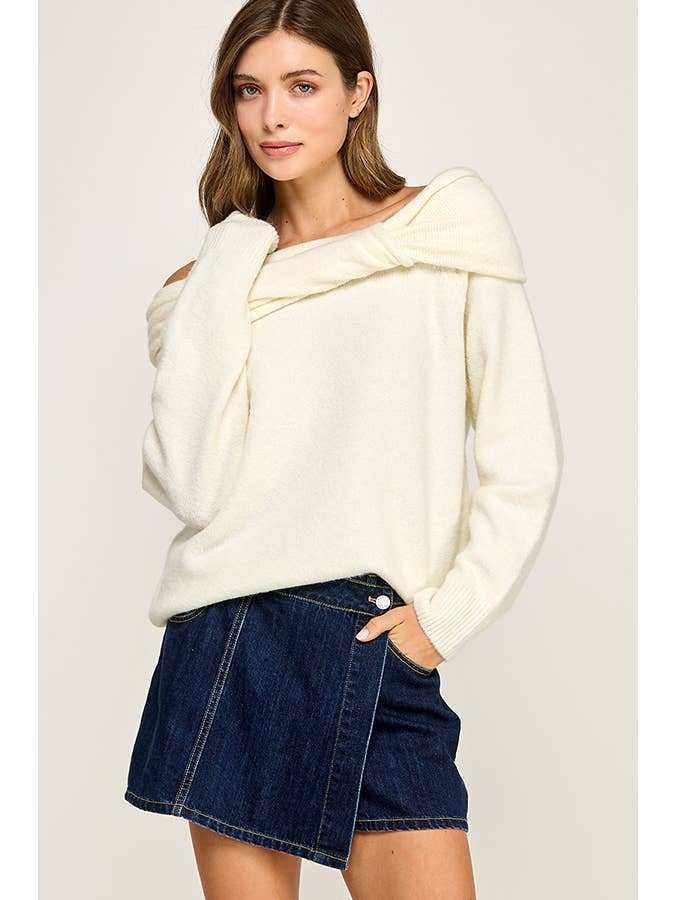 Miss Love - Wholesale Knit Sweater - Women's - OFF SHOULDER KNOT SWEATER12