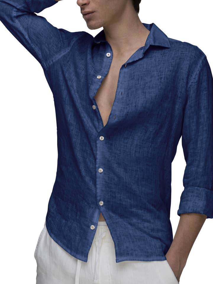 Positano Camisa Lino Azulon-16 para venta al por mayor de Gerry St Tropez