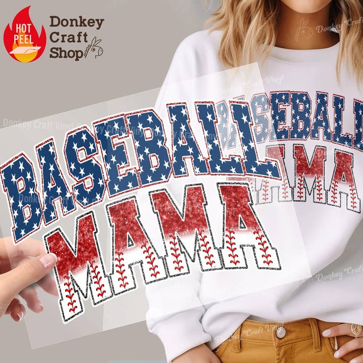 Baseball MAMA DTF Transfers, Ready to press for wholesale by Donkey Craft