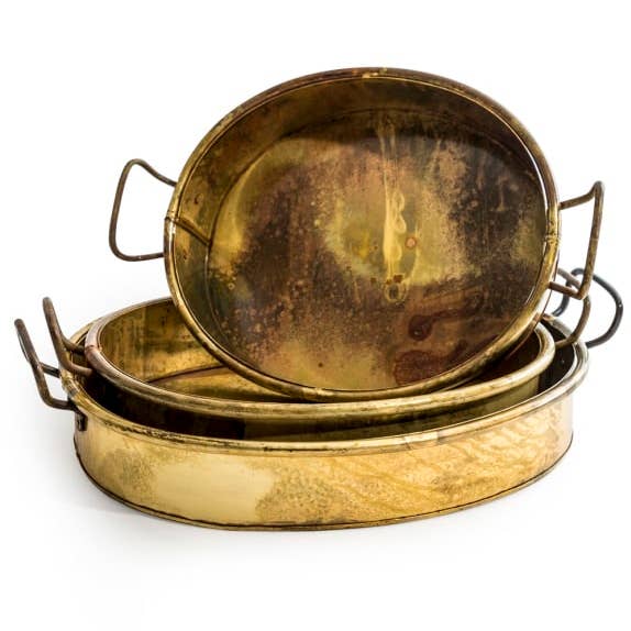 McGowan & Rutherford Ltd - Wholesale Decorative Tray - Set of 3 Antique Gold Rustic Trays